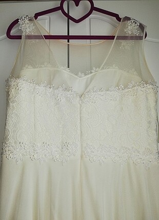 Nikah için abiye  44. 46 bedene uyumlu  krem rengi  - Görsel 4