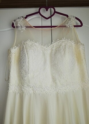 Nikah için abiye  44. 46 bedene uyumlu  krem rengi  - Görsel 5