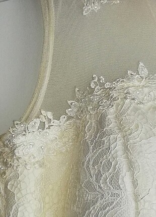 Nikah için abiye  44. 46 bedene uyumlu  krem rengi  - Görsel 6
