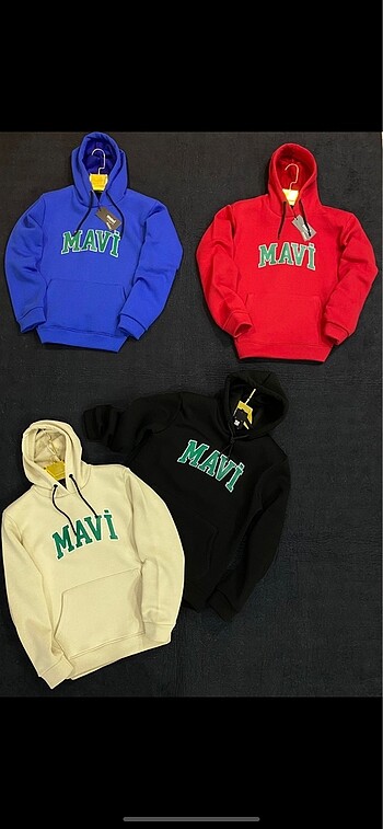 Mavi Kapüşonlu Sweatshirt