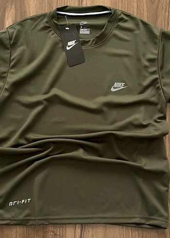Unisex Haki Kısa Kollu Dri-FIT Tişört