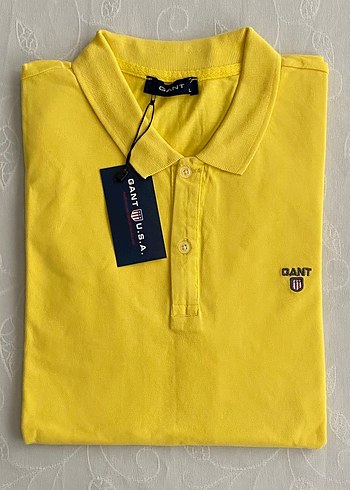 Sarı Renkli Pamuklu Düğmeli Unisex Polo Tişört