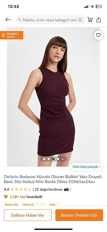 Defacto Mini Bordo Elbise