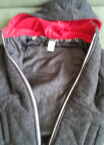 erkek Çocuk Gri Kapüşonlu Fermuarlı Ceket - Görsel 3