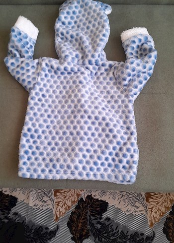 Beyaz Peluş Kapüşonlu Bebek Tulumu - Görsel 4