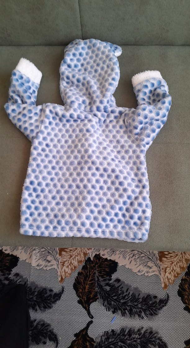 Beyaz Peluş Kapüşonlu Bebek Tulumu - Görsel 4