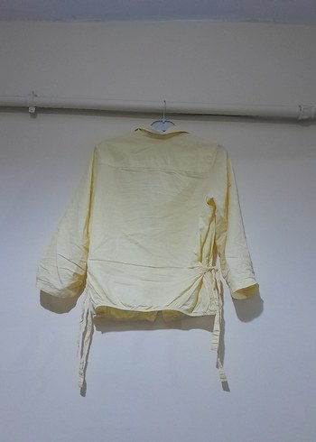 Sarı Kadın Keten Gömlek Uzun Kollu - Görsel 2