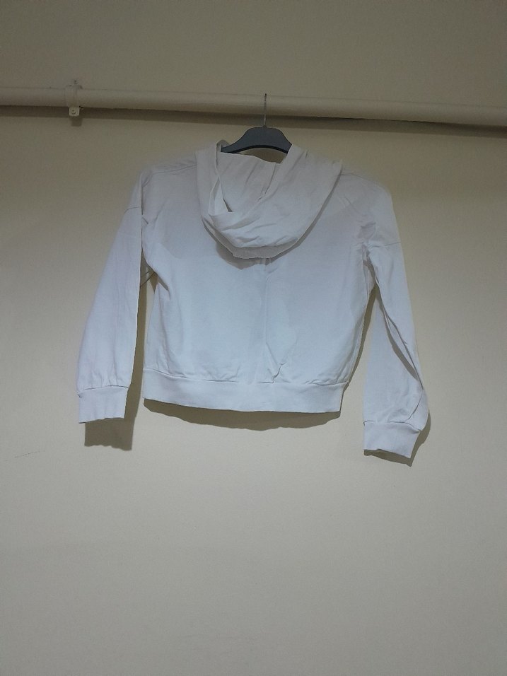 Beyaz Baskılı mini kadın  Sweatshirt - Görsel 2