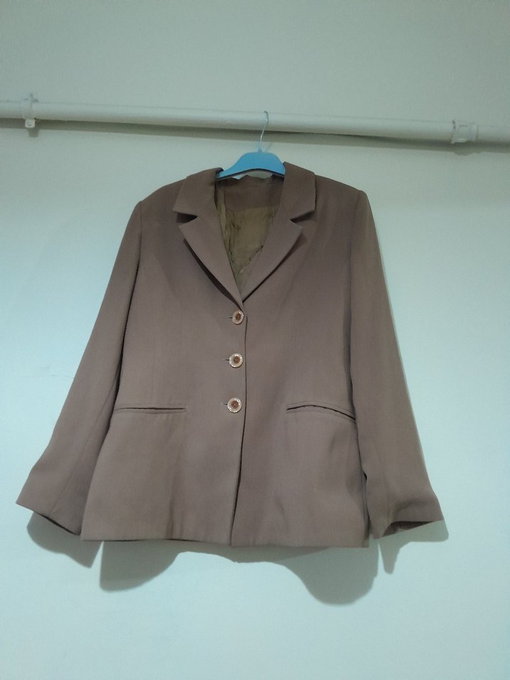 kahverengi Düğmeli Kadın Blazer Ceket - Görsel 3