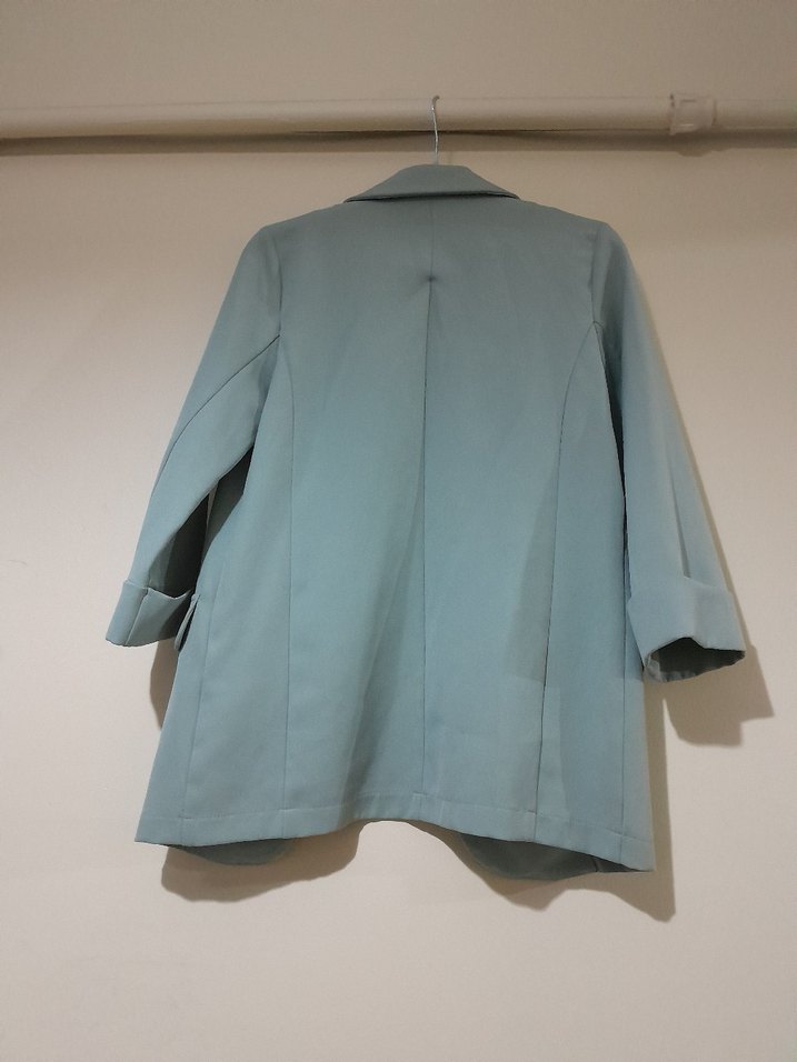 Düğmeli Turkuaz Kadın Blazer Ceket - Görsel 2