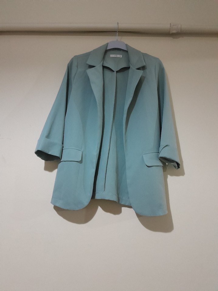 Düğmeli Turkuaz Kadın Blazer Ceket - Görsel 3