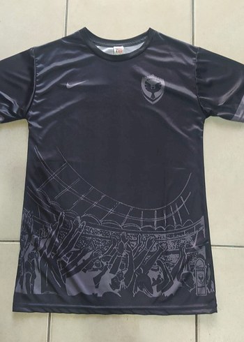 Erkek Siyah Baskılı Kısa Kollu Spor Tişört