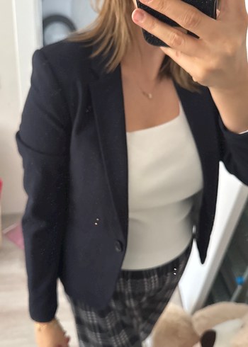 HM Lacivert Denim Kadın Blazer Ceket