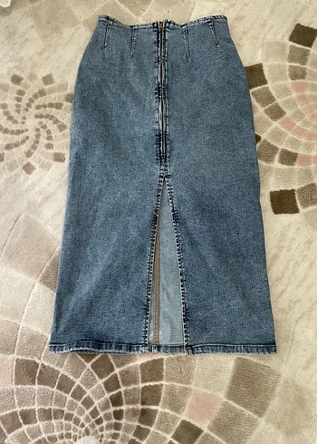 Kadın Mavi Uzun Denim Etek - Görsel 2