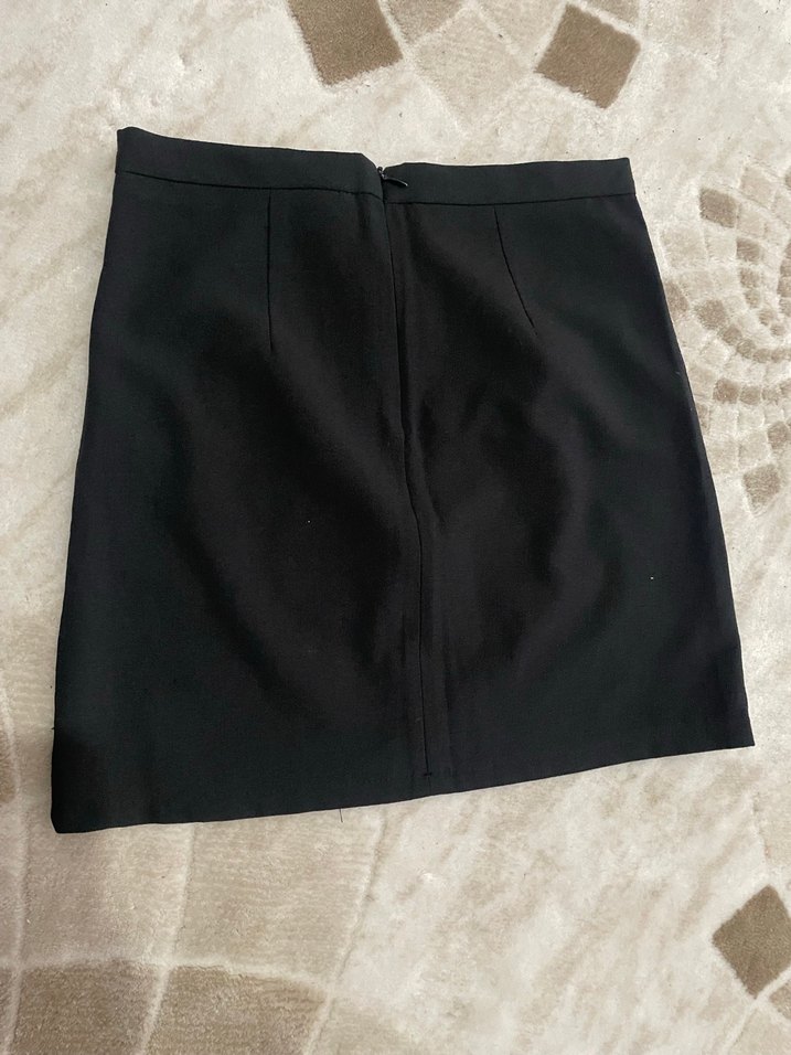 Nakışlı Siyah Mini Etek - Görsel 2