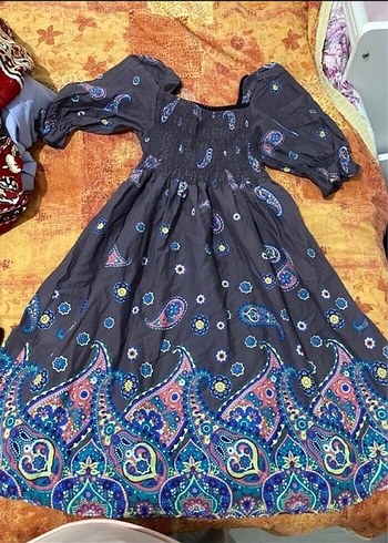Bohem Desenli Uzun Kollu Kadın Elbise