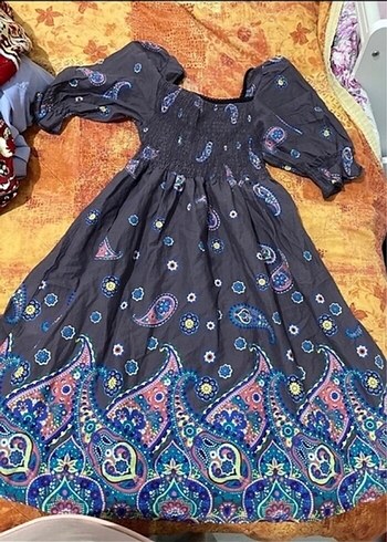 Zara Bohem Desenli Uzun Kollu Kadın Elbise