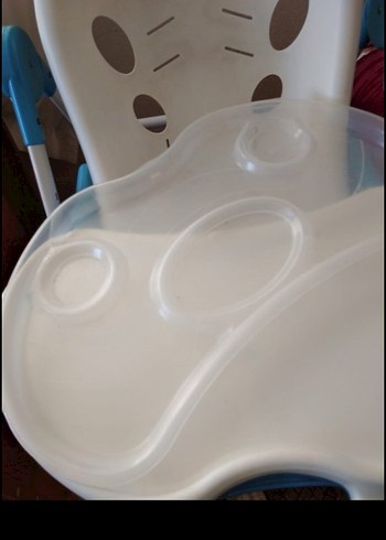 Beyaz ve mavi Bebek Mama Sandalyesi - Görsel 2