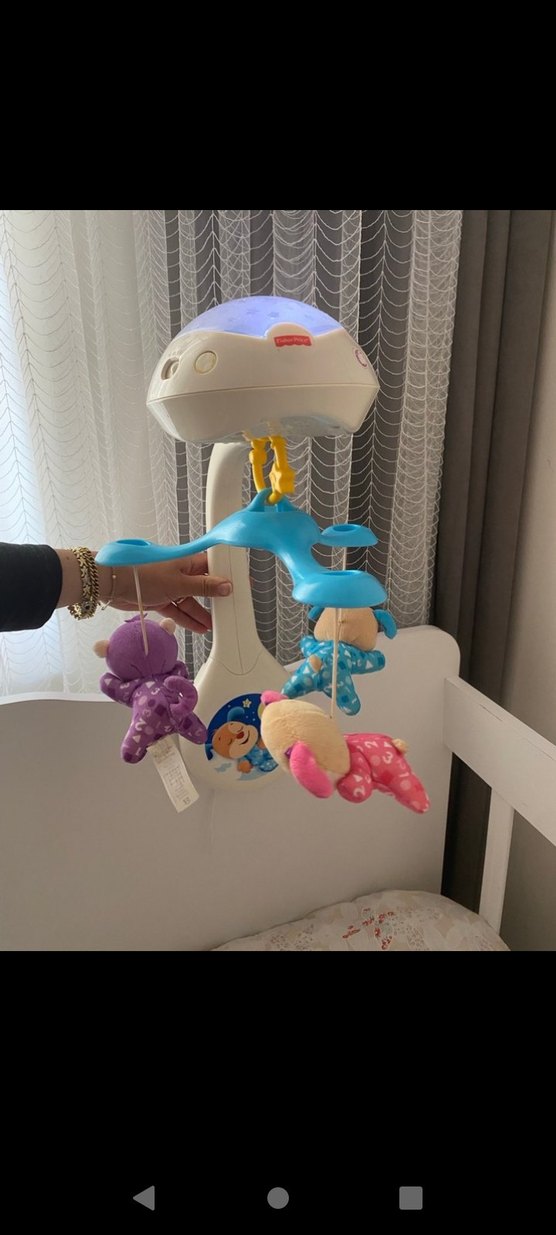 Mavi Müzikli Bebek Beşiği Oyuncağı - Görsel 2