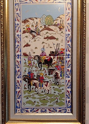 OSMANLI ORDU SEFERİ TEMALI ÇİNİ MİNYATÜR TABLO (Ahşap Çerçeveli)
