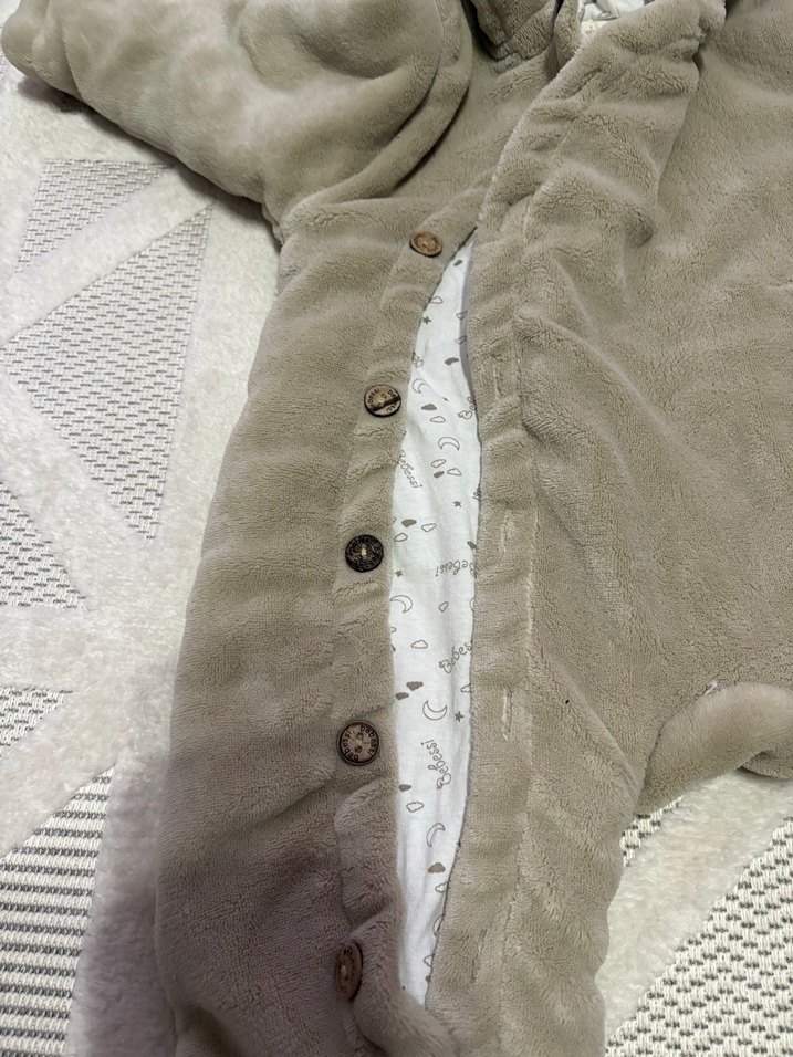 Kürklü Gri Bebek Tulumu - Görsel 3