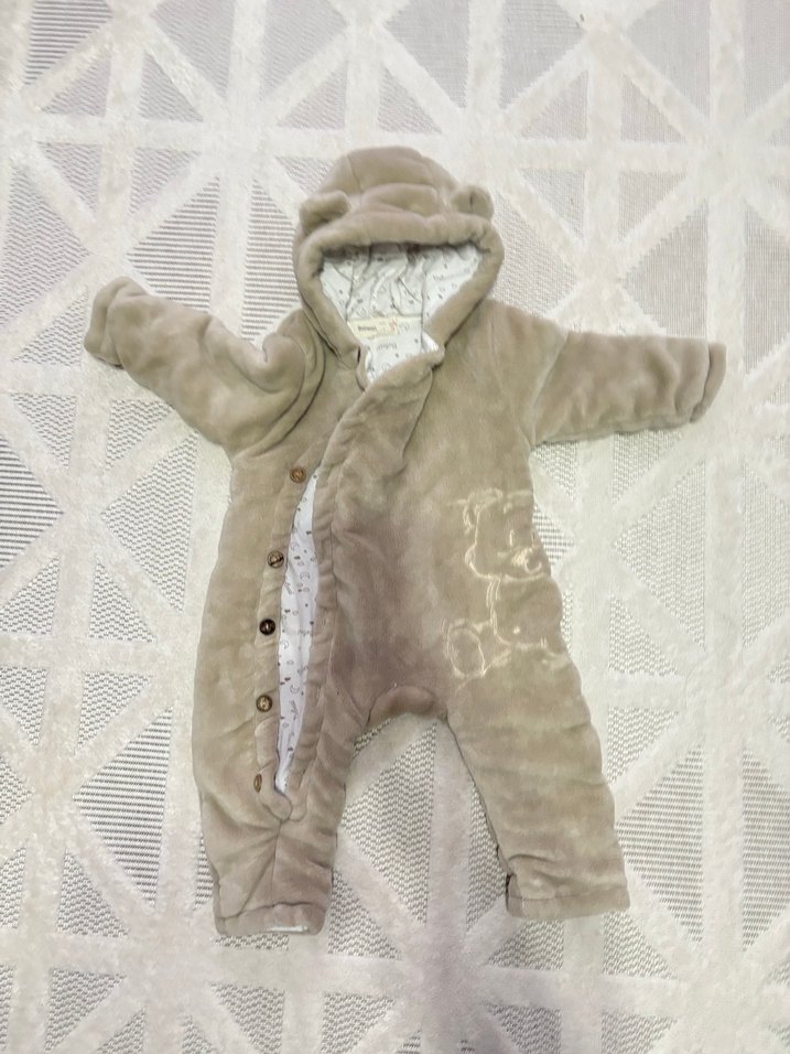 Kürklü Gri Bebek Tulumu - Görsel 2