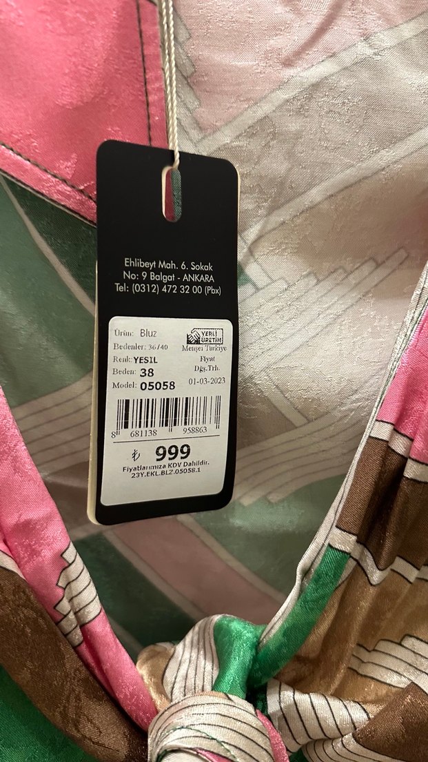 SATEN DESENLİ KRUVAZE  BLUZ - Görsel 2