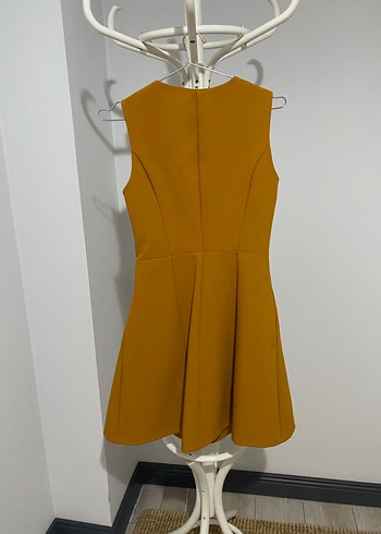 Sarı Midi Fermuarlı Kolsuz Kadın Elbise - Görsel 2