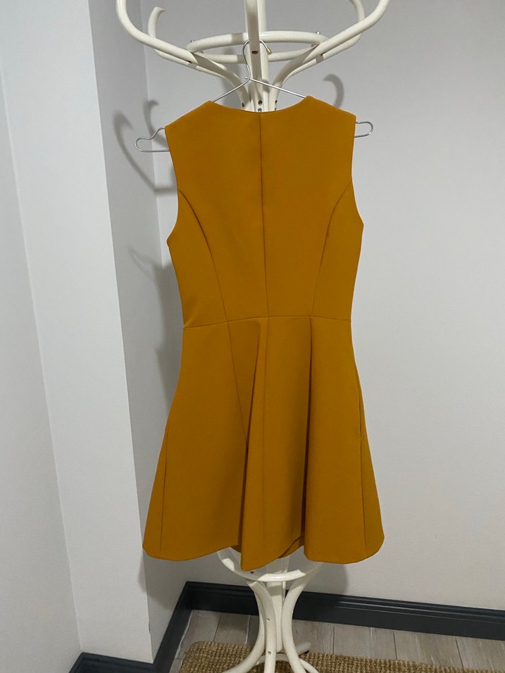 Sarı Midi Fermuarlı Kolsuz Kadın Elbise - Görsel 2