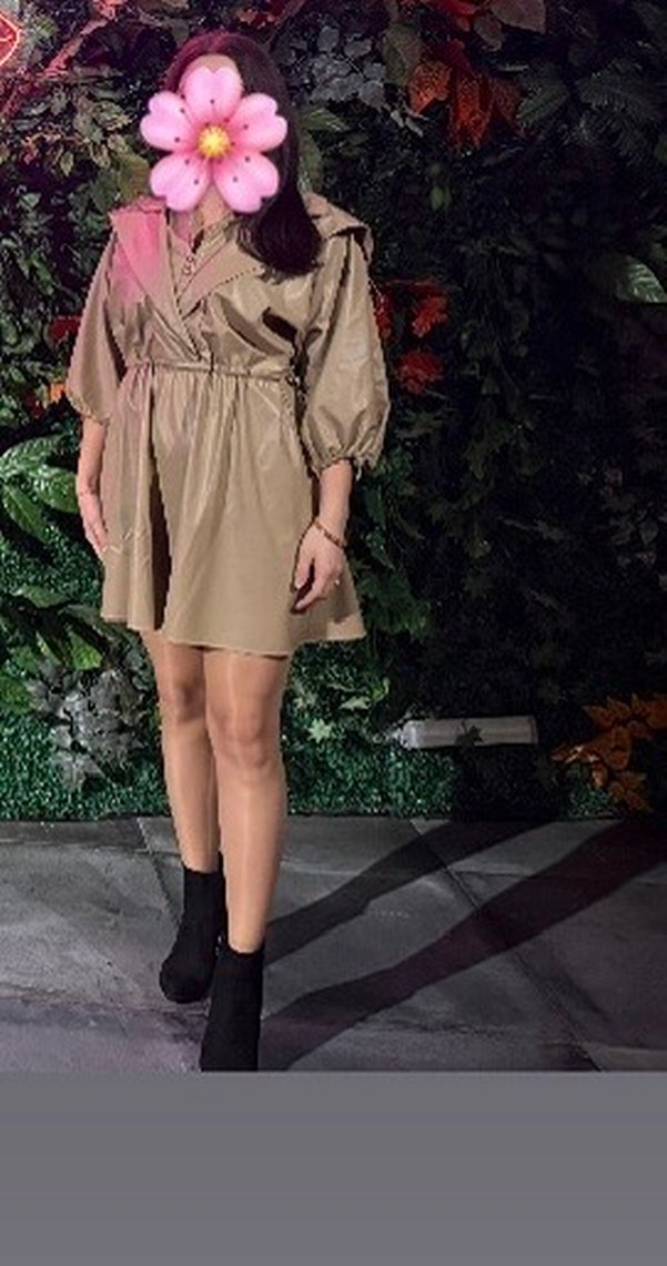 Bej Deri Midi Kadın Elbise - Görsel 2