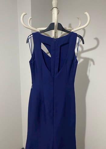 Lacivert Drapeli Uzun Abiye Elbise - Görsel 3