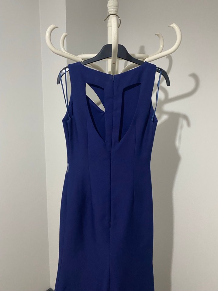 Lacivert Drapeli Uzun Abiye Elbise - Görsel 3