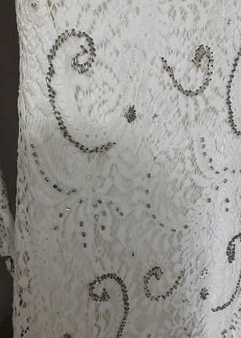 Dantel Detaylı Beyaz Uzun Elbise - Görsel 6