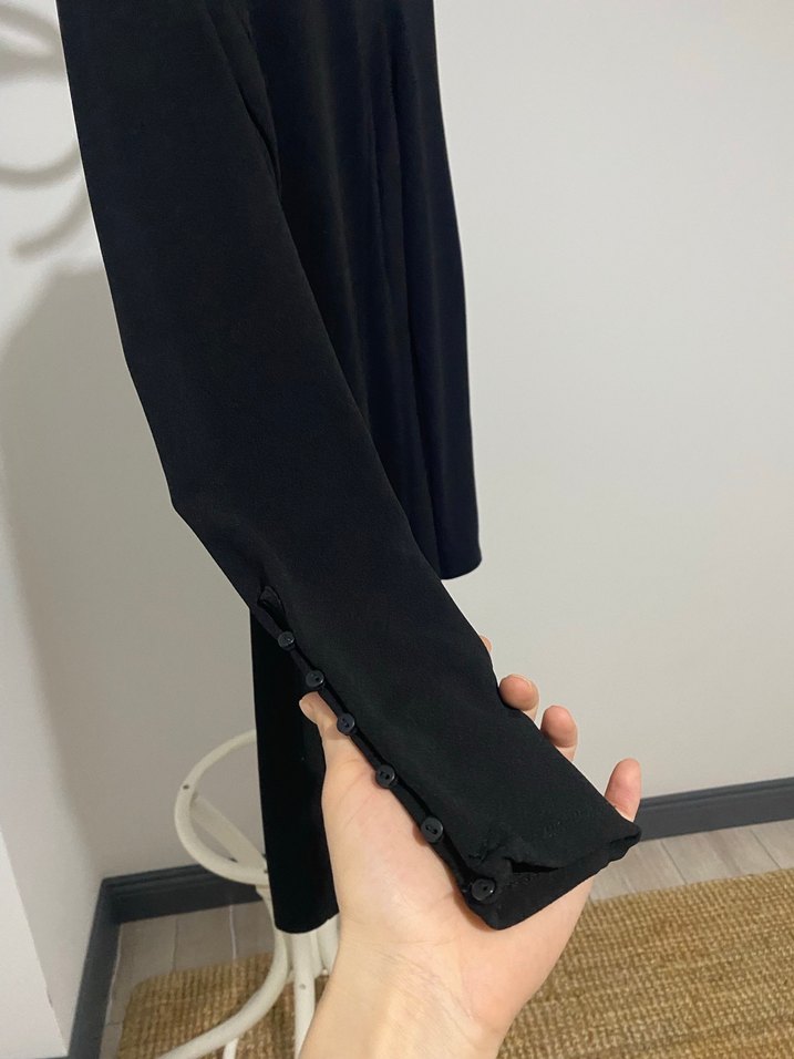 Uzun Kollu Siyah Kadın Triko Elbise - Görsel 3