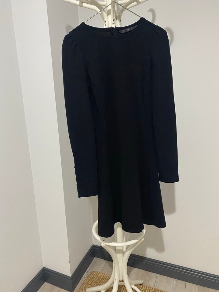 Uzun Kollu Siyah Kadın Triko Elbise - Görsel 2