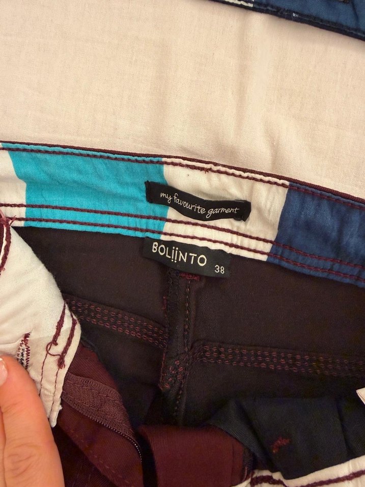 Bordo Nakışlı Kadın Kumaş Pantolon - Görsel 4