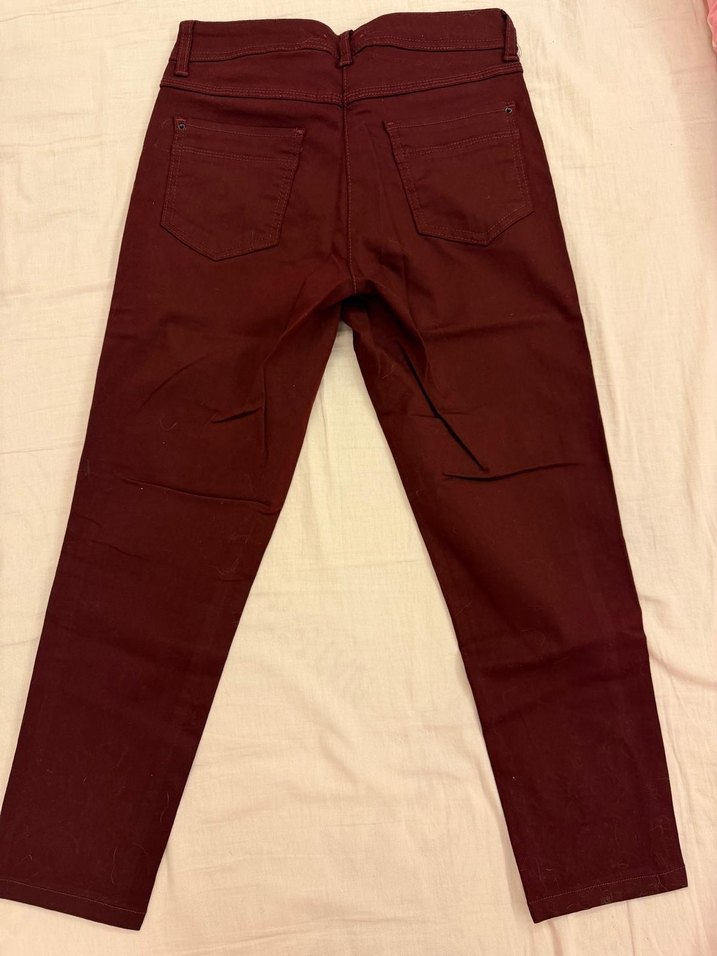 Bordo Nakışlı Kadın Kumaş Pantolon - Görsel 3