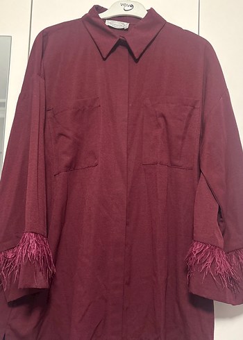 Bordo Bohem Uzun Kollu Tunik - Görsel 4