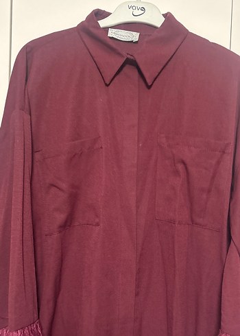 Bordo Bohem Uzun Kollu Tunik - Görsel 2