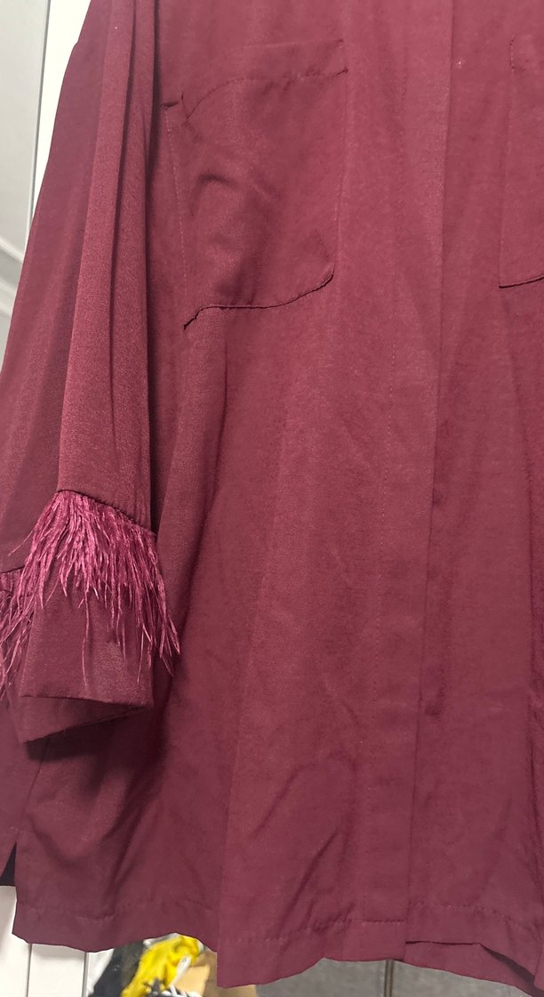 Bordo Bohem Uzun Kollu Tunik - Görsel 3