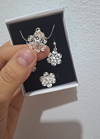 Beden beyaz Renk Gümüş kolye seti