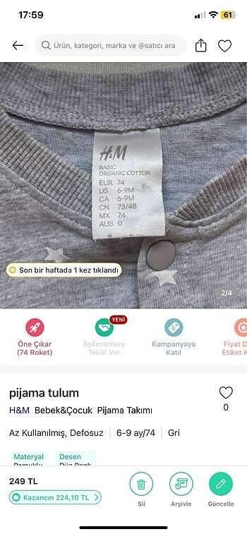 H&M pijama tulum