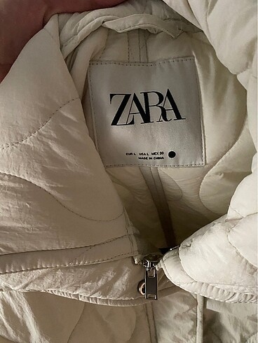 l Beden beyaz Renk Zara kapitone mont