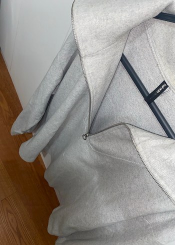 xl Beden Gri Yarım Fermuarlı Yüksek Yakalı Sweatshirt