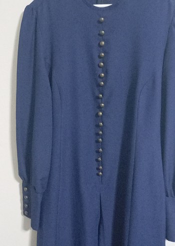 Lacivert Uzun Denim Kadın Elbise - Görsel 2