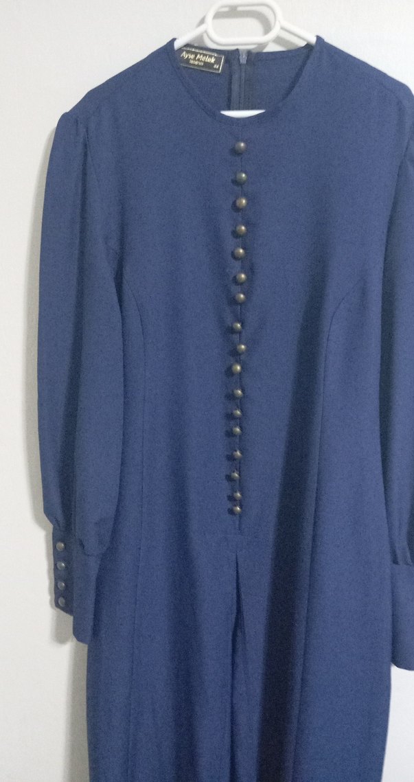 Lacivert Uzun Denim Kadın Elbise - Görsel 2