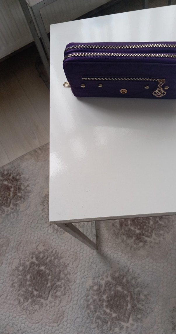 Mor Yılan Desenli Kadın Süet Fermuarlı Cüzdan - Görsel 3