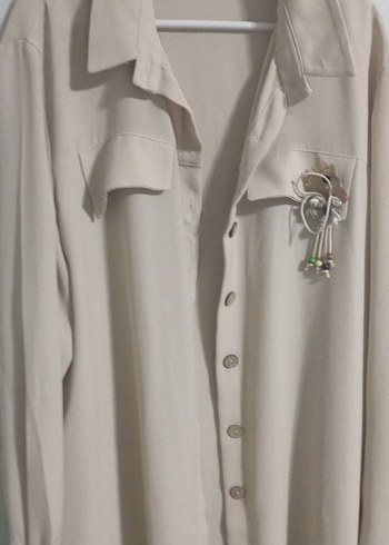 Bej Uzun Kadın Keten Trençkot - Görsel 2