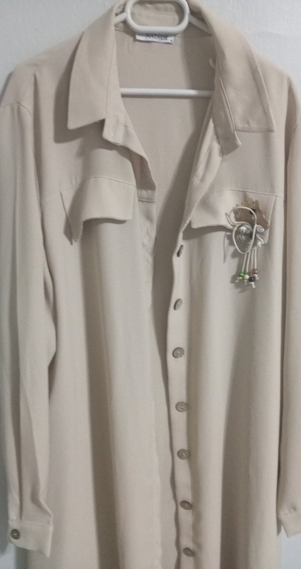 Bej Uzun Kadın Keten Trençkot - Görsel 2