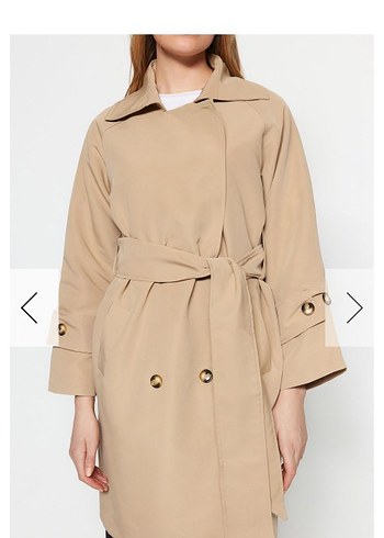 TRENDYOL Bej Kuşaklı Midi Trençkot - Görsel 3